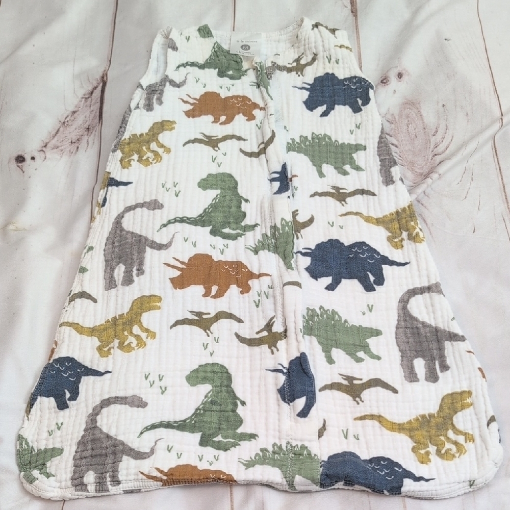 Little Unicorn Dino Friends Muslin Sleep Sack Wearable Blanket 6-12M